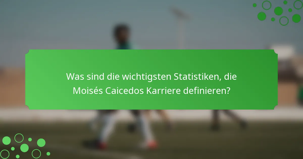 Was sind die wichtigsten Statistiken, die Moisés Caicedos Karriere definieren?