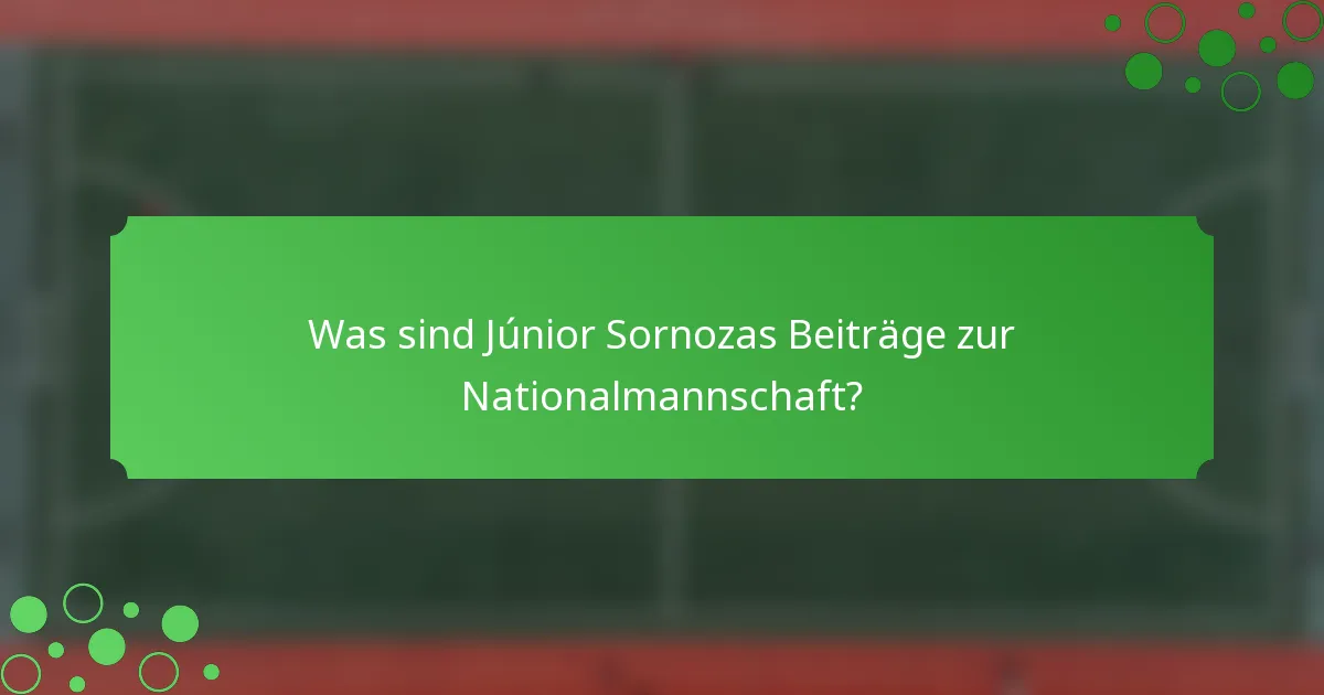Was sind Júnior Sornozas Beiträge zur Nationalmannschaft?