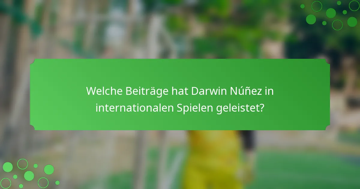 Welche Beiträge hat Darwin Núñez in internationalen Spielen geleistet?