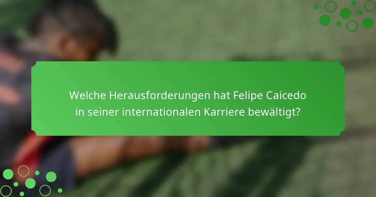 Welche Herausforderungen hat Felipe Caicedo in seiner internationalen Karriere bewältigt?