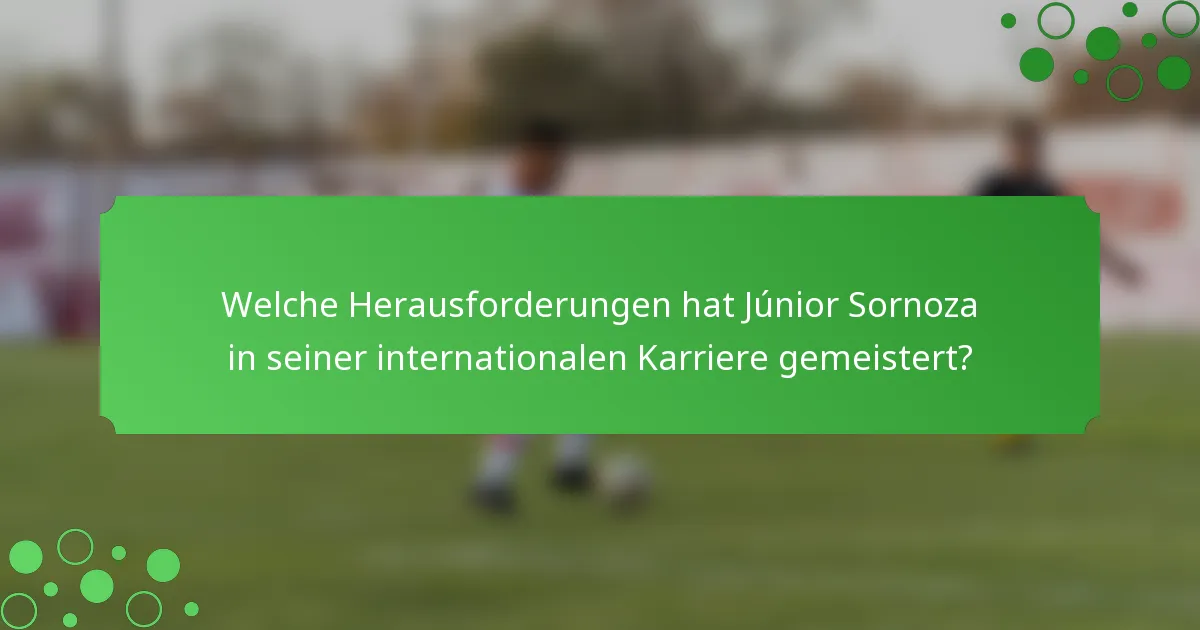 Welche Herausforderungen hat Júnior Sornoza in seiner internationalen Karriere gemeistert?