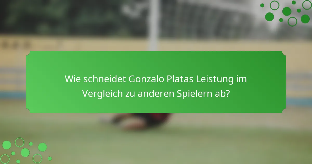 Wie schneidet Gonzalo Platas Leistung im Vergleich zu anderen Spielern ab?