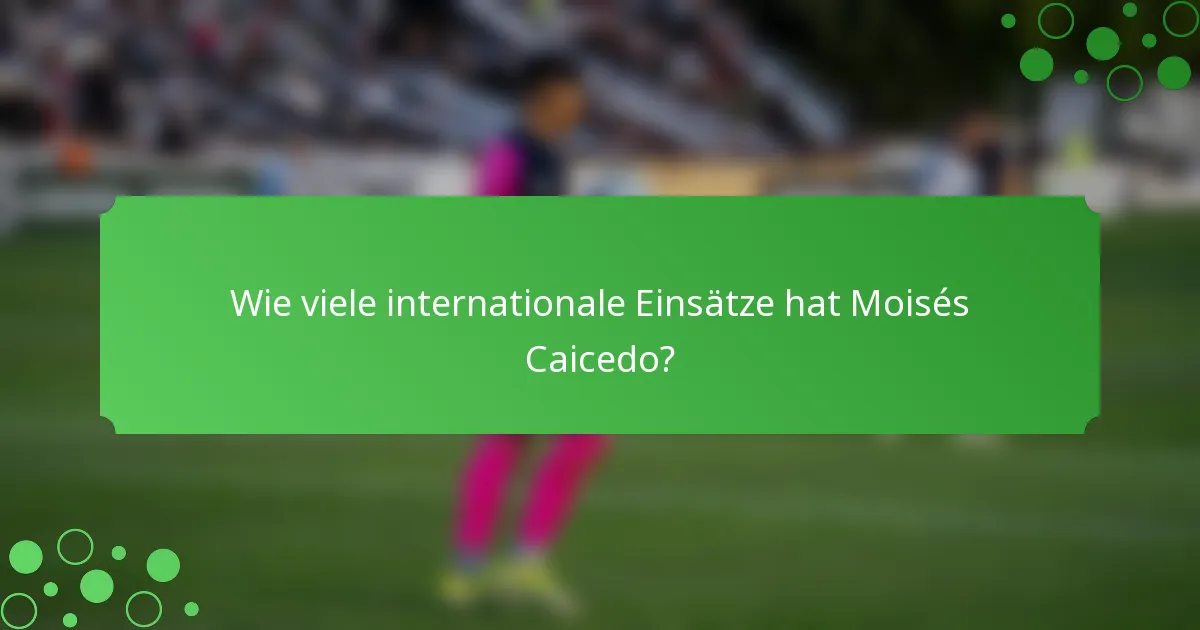 Wie viele internationale Einsätze hat Moisés Caicedo?
