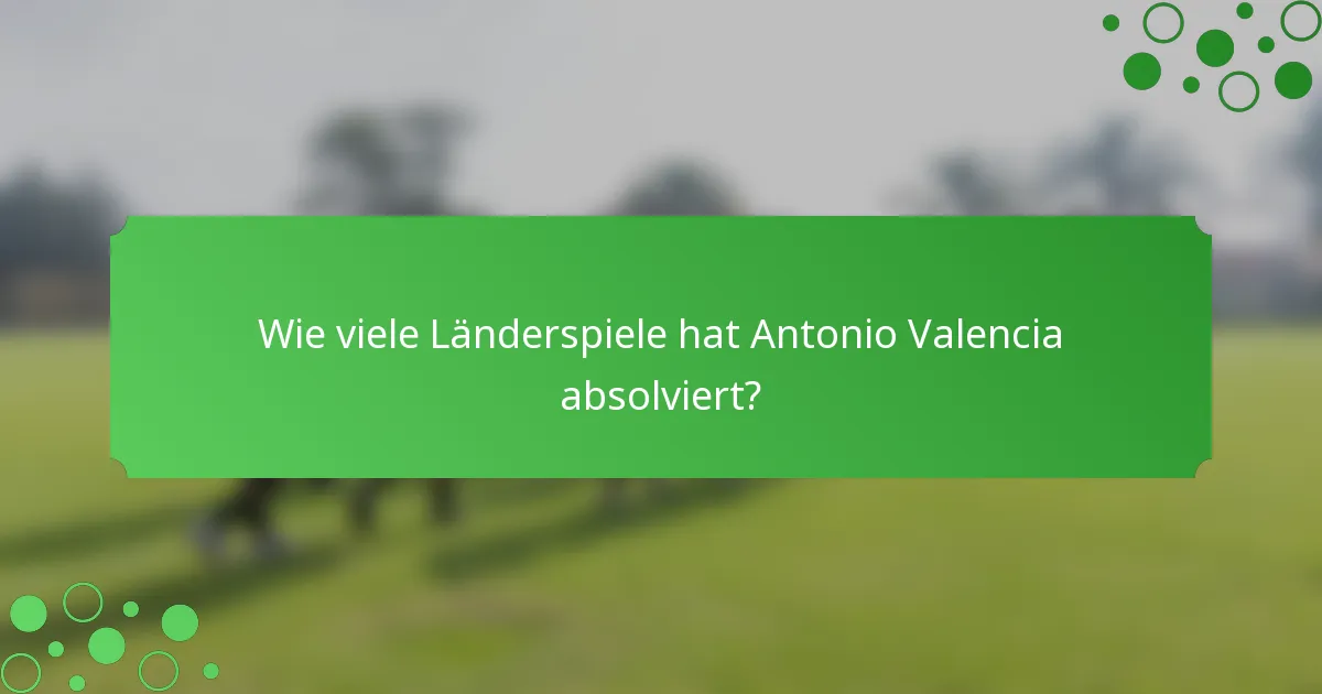 Wie viele Länderspiele hat Antonio Valencia absolviert?