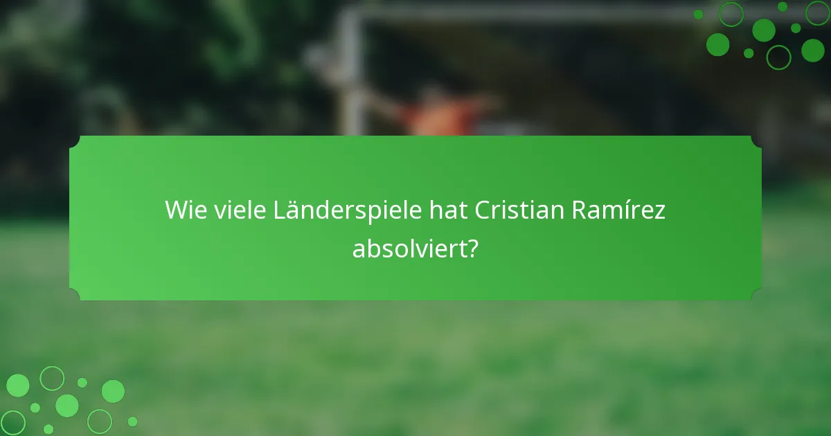 Wie viele Länderspiele hat Cristian Ramírez absolviert?